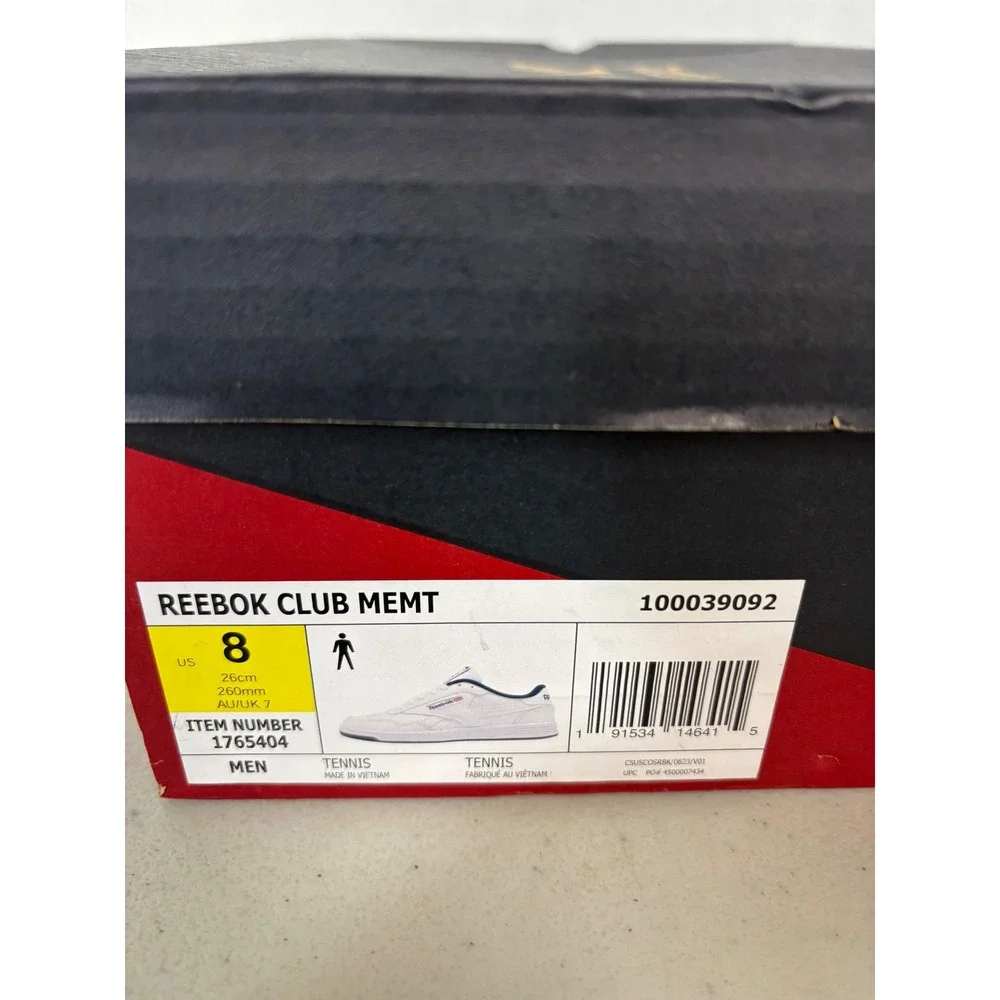 Reebok Club Memt Men's‎ White Tennis Shoes Size 8 Sneakers New